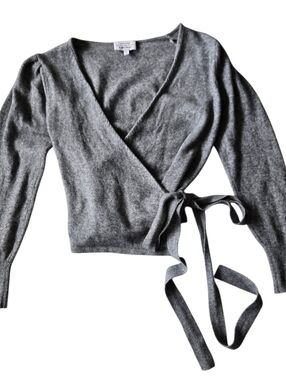 & Other Stories Gray Wrap Cardigan Alpaca Wool Tie Front Sweater S